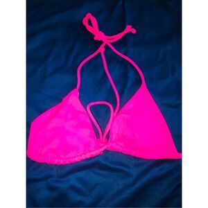 Swimming top halter neon pink size XS women’s adjustable